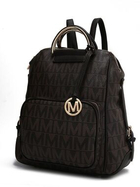 MKF Collection Cora Milan M Signature Trendy Backpack Black and Gold
